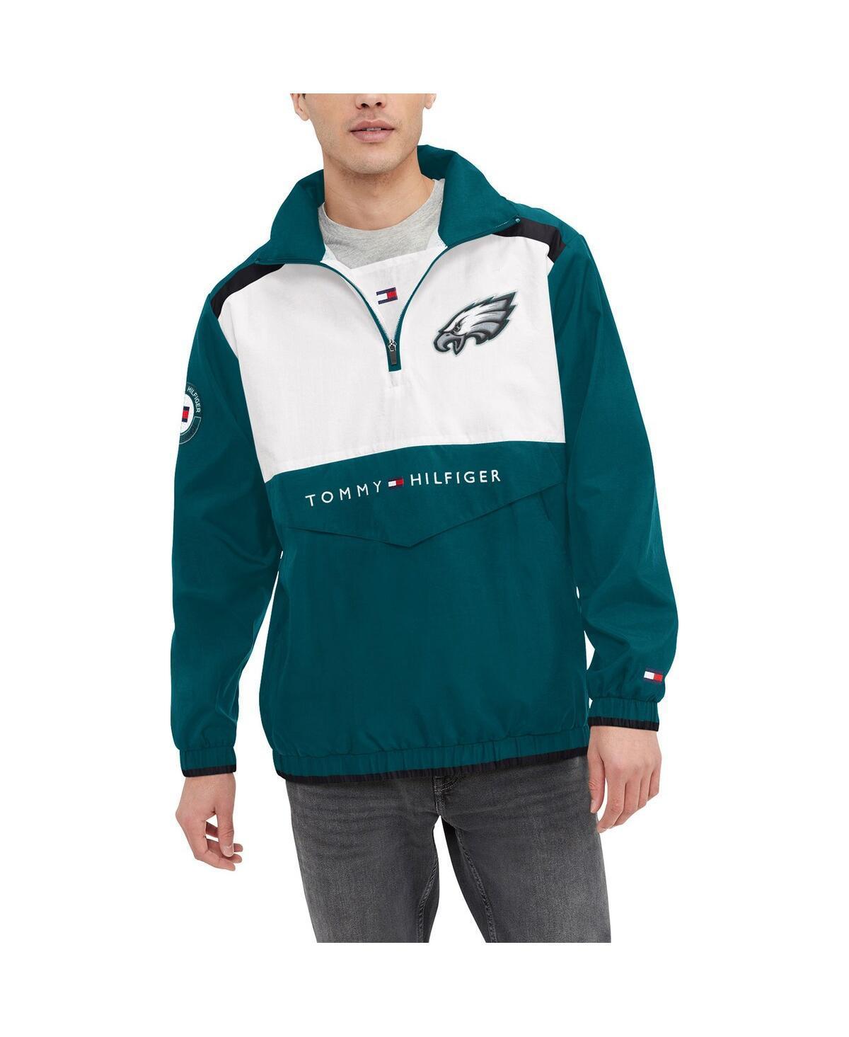 Mens Tommy Hilfiger Kelly Green/White Philadelphia Eagles Carter Half-Zip Hooded Top Product Image