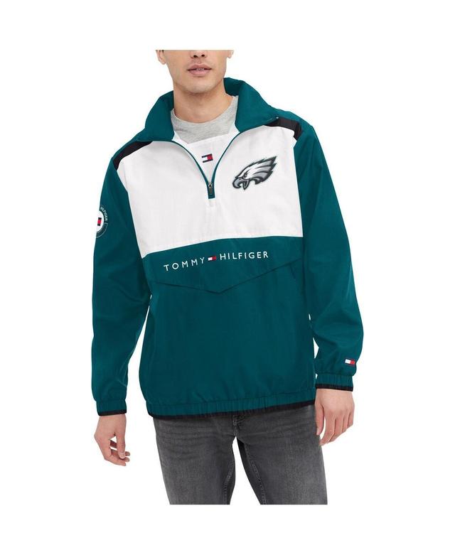 Mens Tommy Hilfiger Kelly Green/White Philadelphia Eagles Carter Half-Zip Hooded Top Product Image