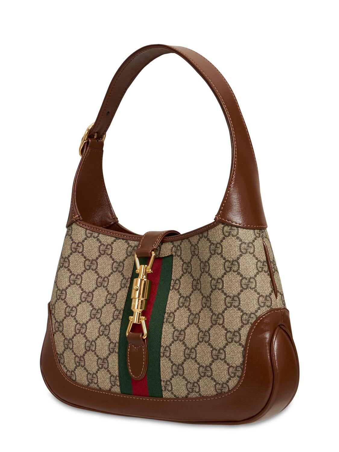 Small Jackie Gg Supreme & Leather Bag In Brown Product Image