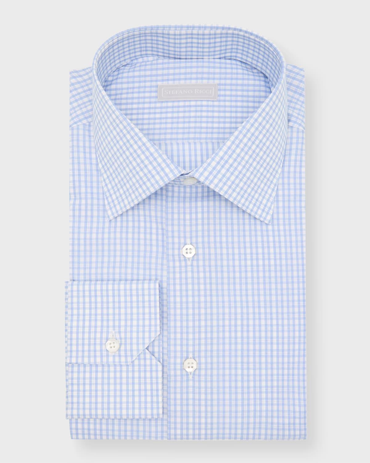 Mens Cotton Micro-Check Dress Shirt Product Image