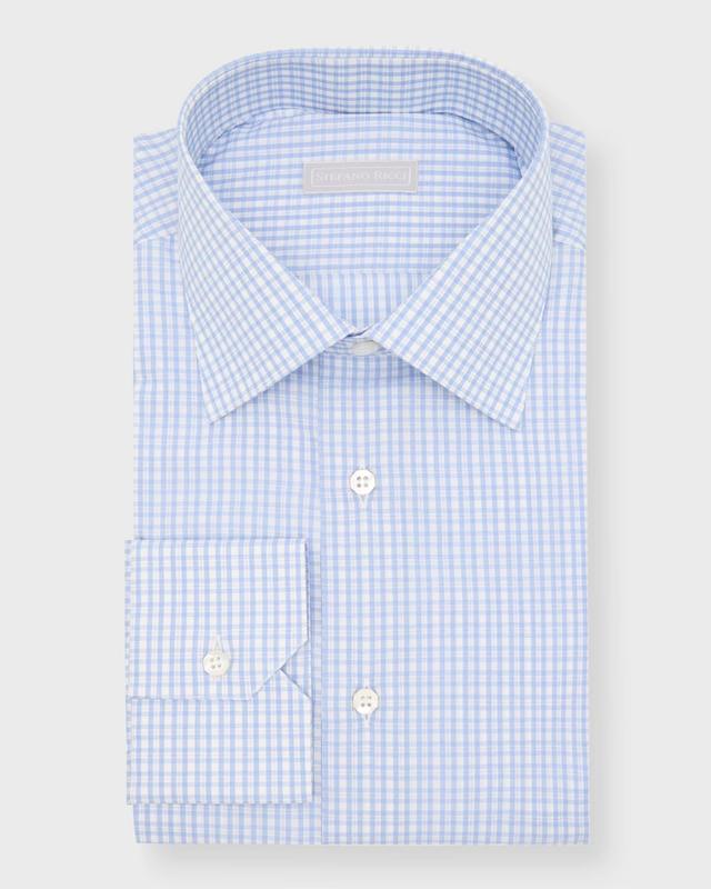 Mens Cotton Micro-Check Dress Shirt Product Image