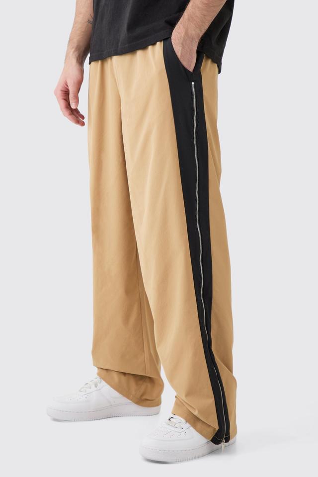 Technical Stretch Zip Gusset Wide Leg Trousers | boohooMAN USA Product Image