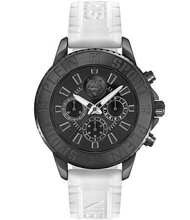 Plein Sport Mens Glam Chrono Chronograph Quartz White Silicone 44MM - White Product Image