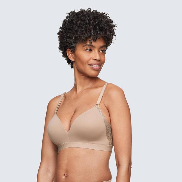 Simply Perfect by Warners Womens Supersoft Wireless Lift Back-Smoothing T-Shirt Bra RN1191T - Almond 34B Product Image