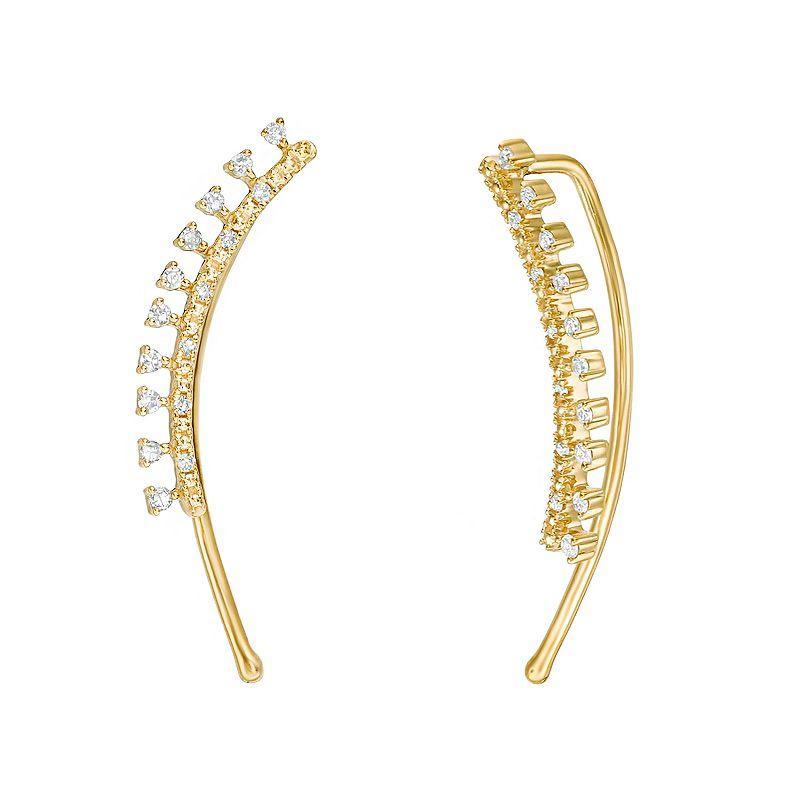 Gemminded 10k Gold 1/8 Carat T.W. Diamond Crawler Earrings, Womens Product Image