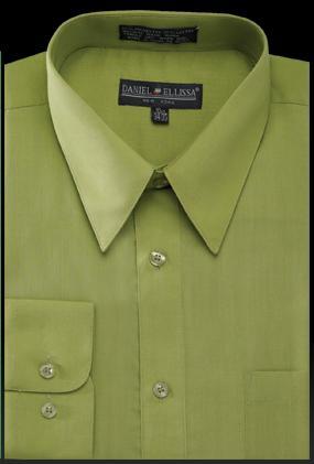 Basic Dress Shirt Regular Fit in Dark Lime Product Image