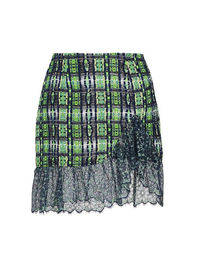 Womens Lace-Trim Plaid Mini Skirt Product Image