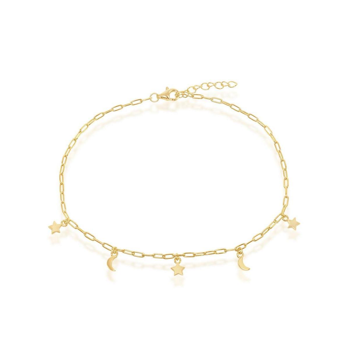 14k Gold Over Sterling Silver Charm Anklet, Womens Starburst Product Image