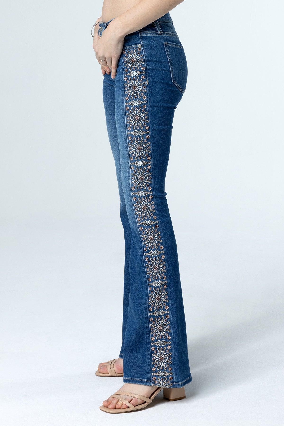 Towering Floral Flare Jeans Product Image