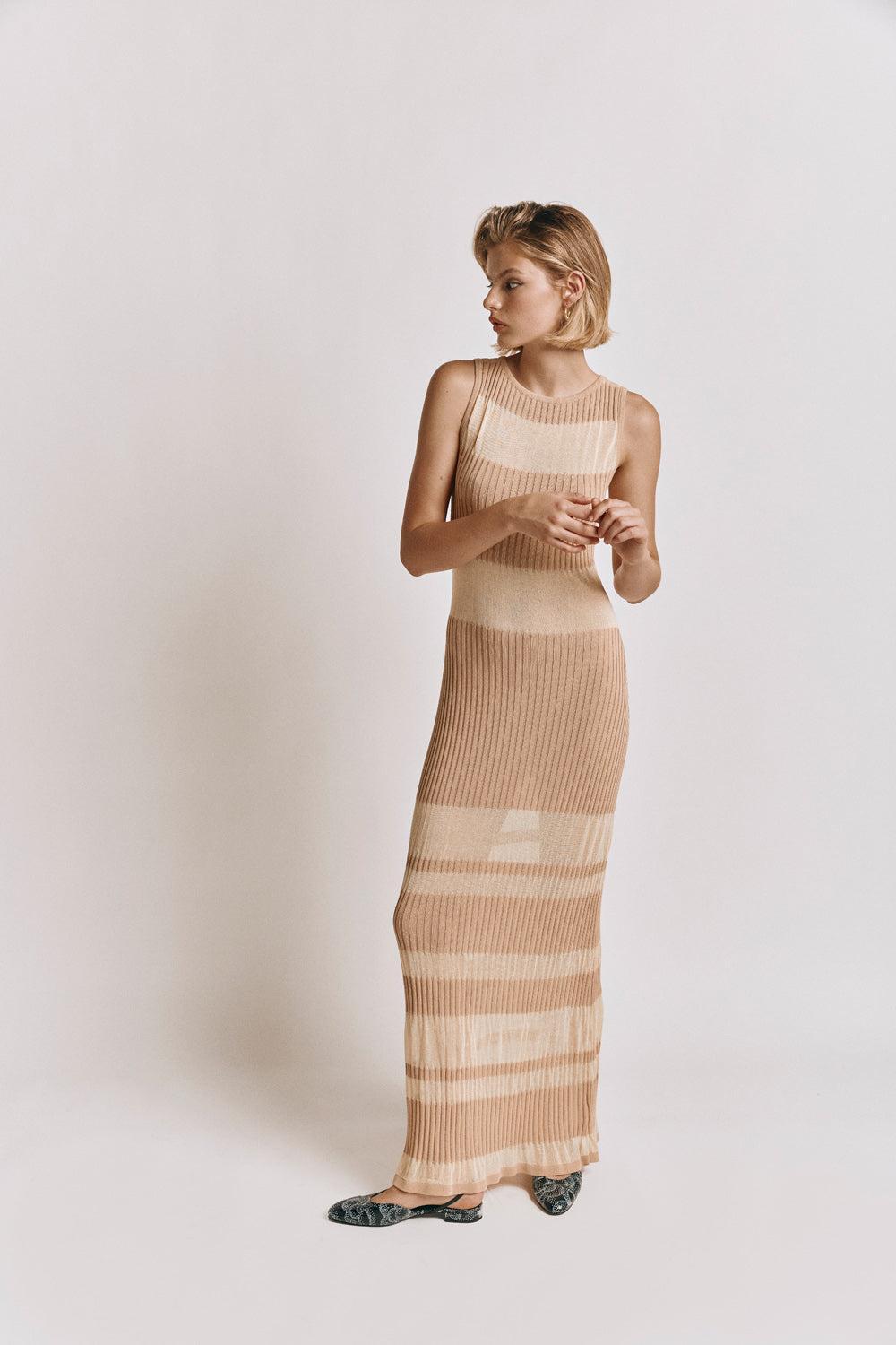 Rowan Knit Maxi Dress Nude Product Image