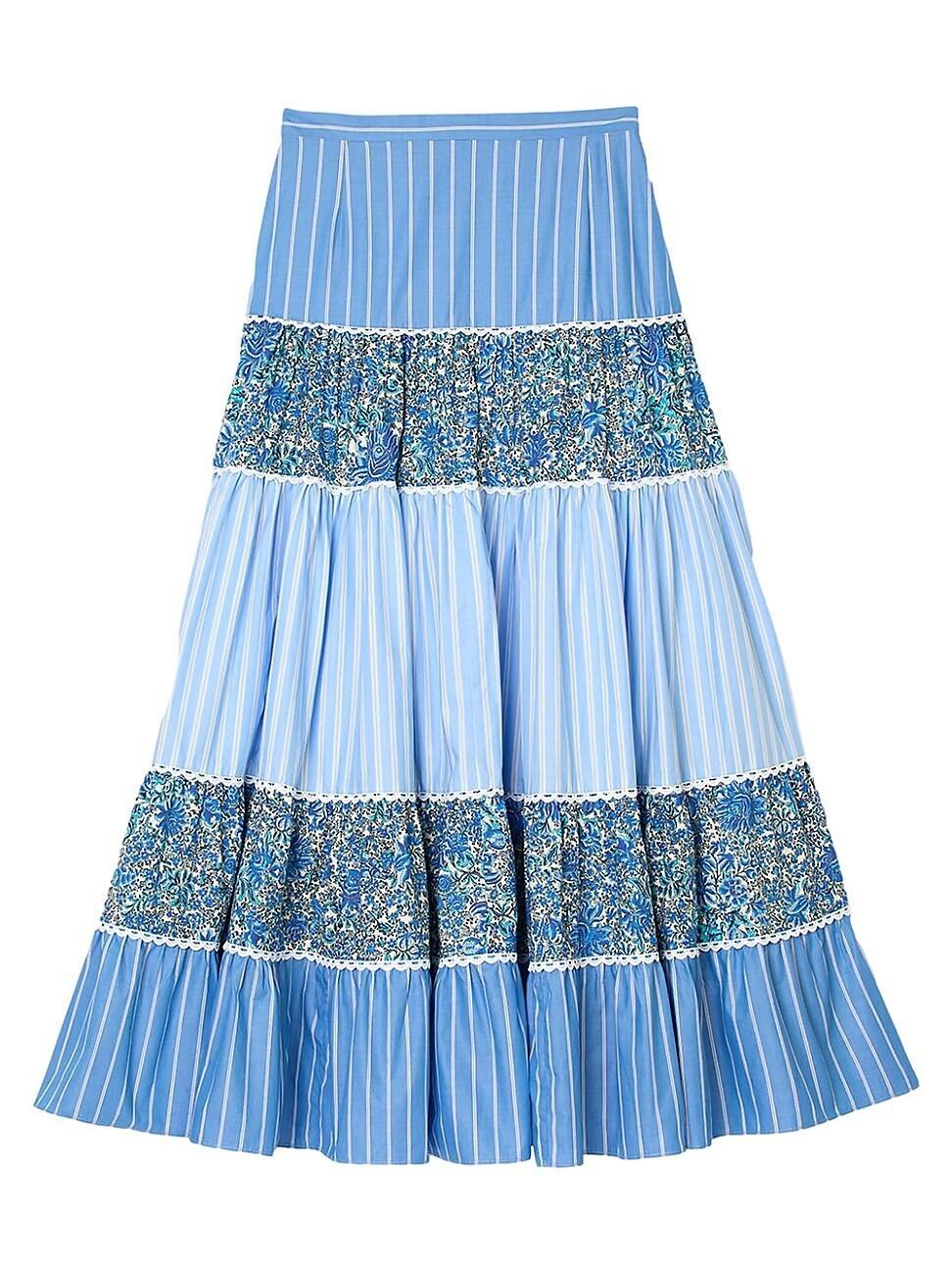 Womens Long Patchwork Skirt Product Image