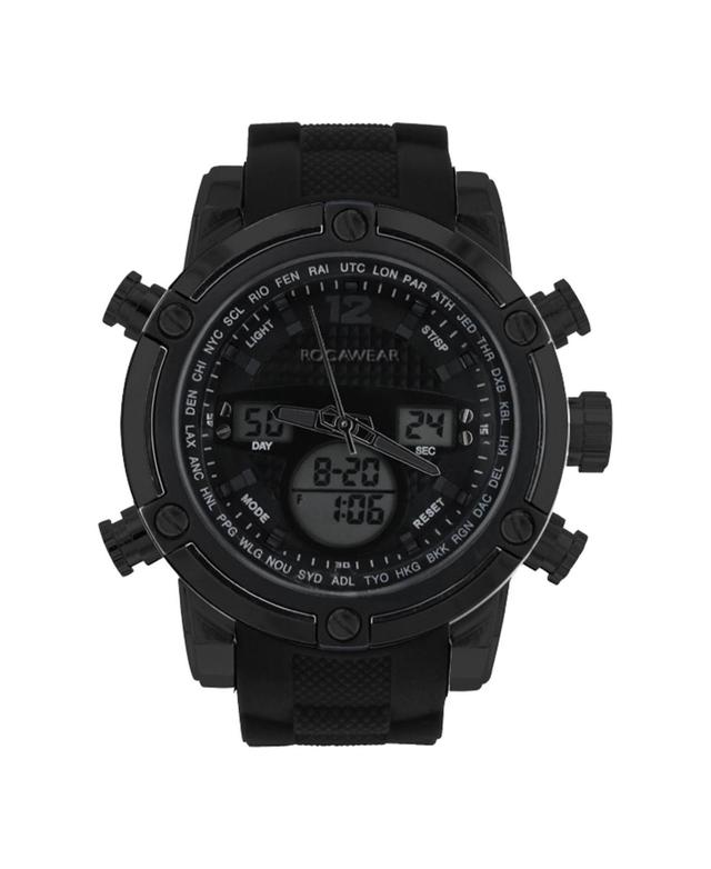 Rocawear Mens Black Silicone Strap Watch 51mm Product Image