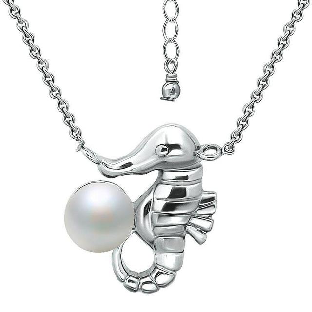 Aleure Precioso Sterling Silver Seahorse & Freshwater Cultured Pearl Pendant Necklace, Womens Product Image