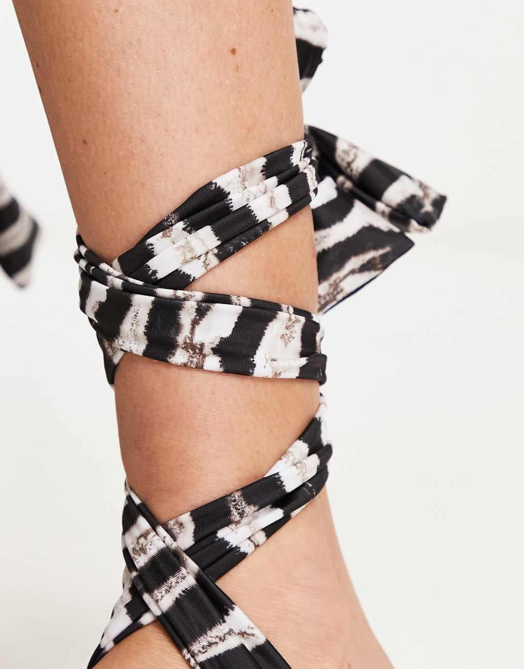 South Beach fabric tie around sandal in zebra Product Image