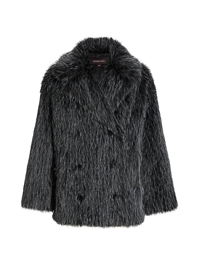 Womens Unisex Faux-Fur Double-Breasted Peacoat Product Image