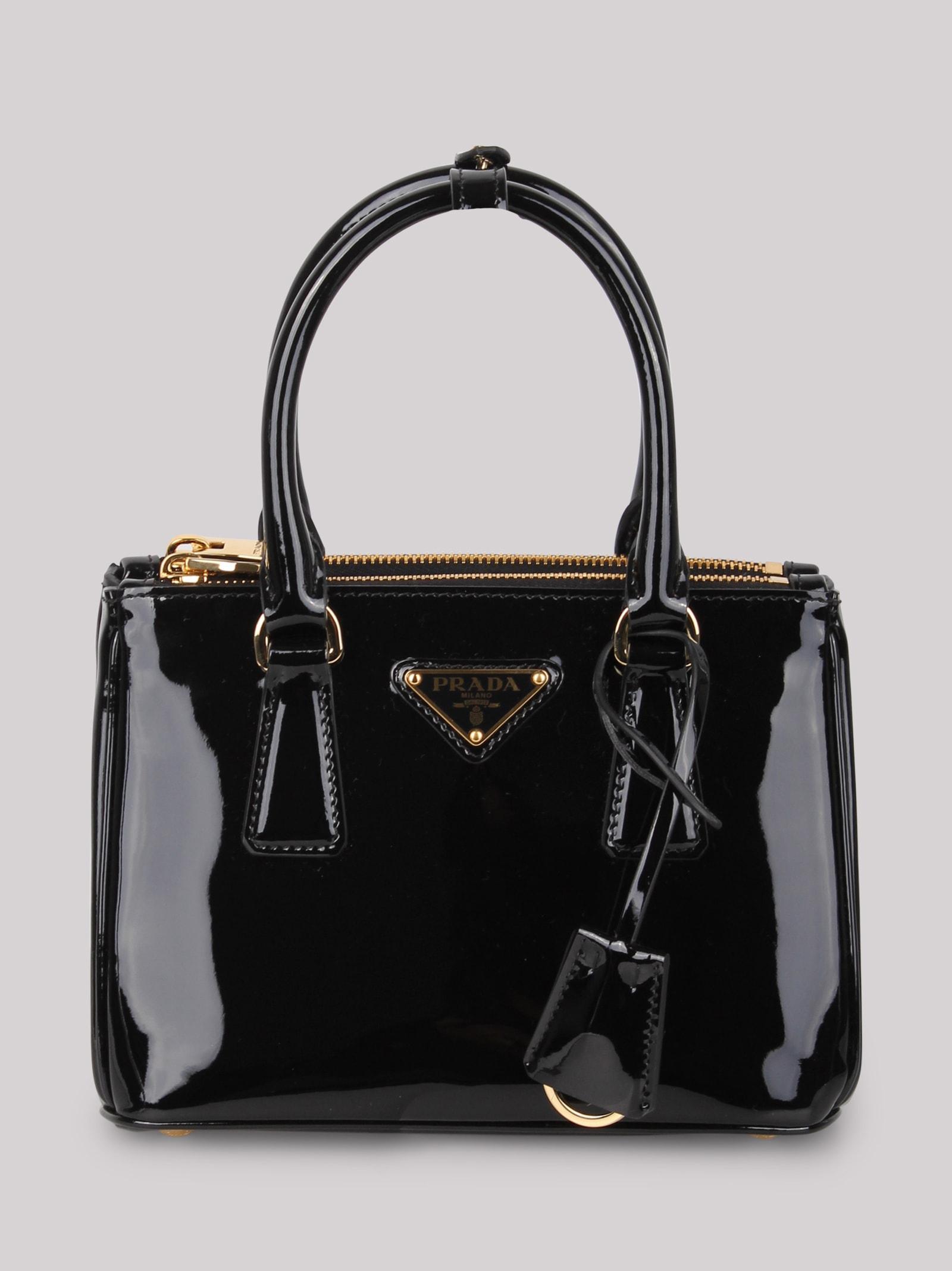 PRADA Galleria Patent Leather Mini Bag In Black Product Image