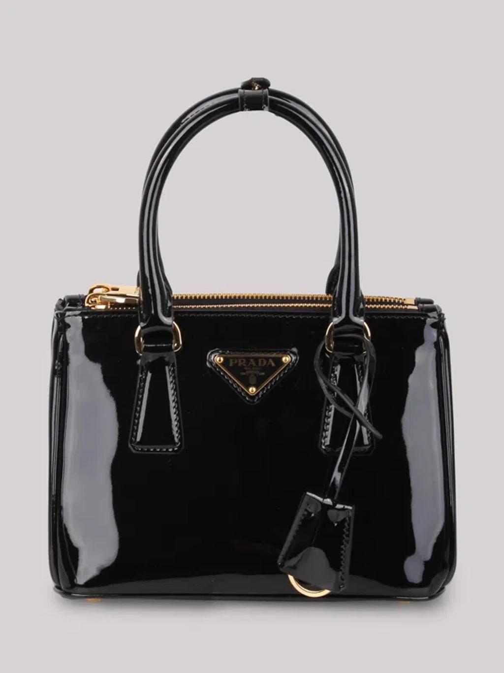 PRADA Galleria Patent Leather Mini Bag In Black Product Image