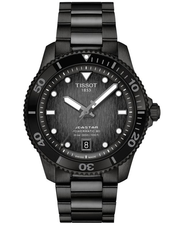 Tissot Mens Swiss Automatic Seastar 1000 Powermatic 80 Black Pvd Stainless Steel Bracelet Watch 40mm Product Image