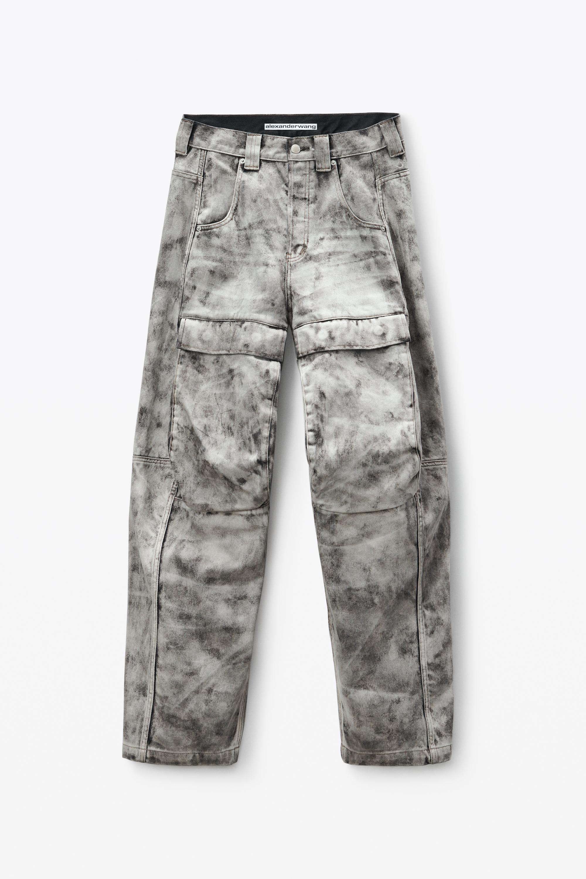 Denim Cargo Pants In Trompe-l’oeil Leather Effect Product Image