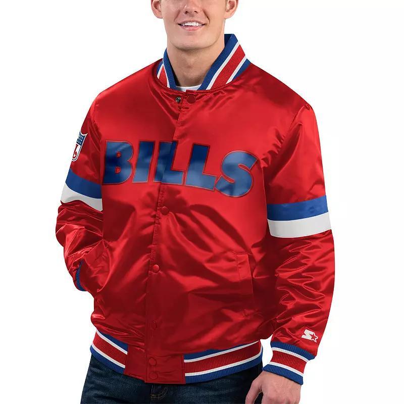 Mens Starter Buffalo Bills Gridiron Classics Home Game Satin Full-Snap Varsity Jacket Product Image