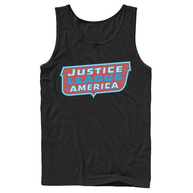 Mens DC Comics Justice League of America Text Poster Logo Tank Top Product Image