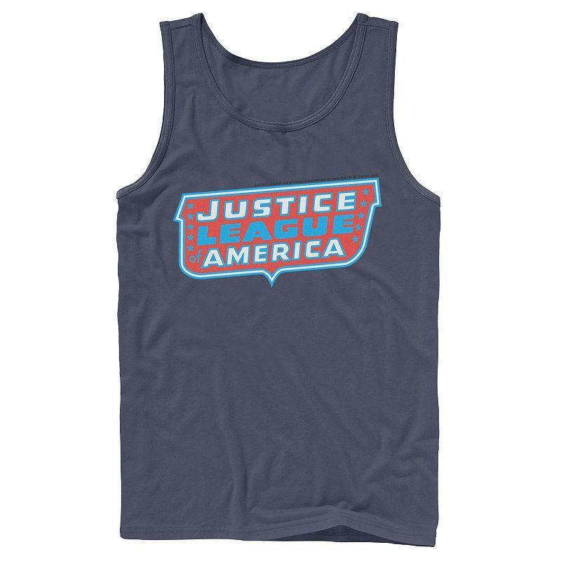 Mens DC Comics Justice League of America Text Poster Logo Tank Top Athletic Grey Product Image