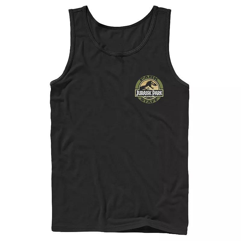 Mens Jurassic Park Staff Logo Pocket Patch Graphic Tank Top Product Image