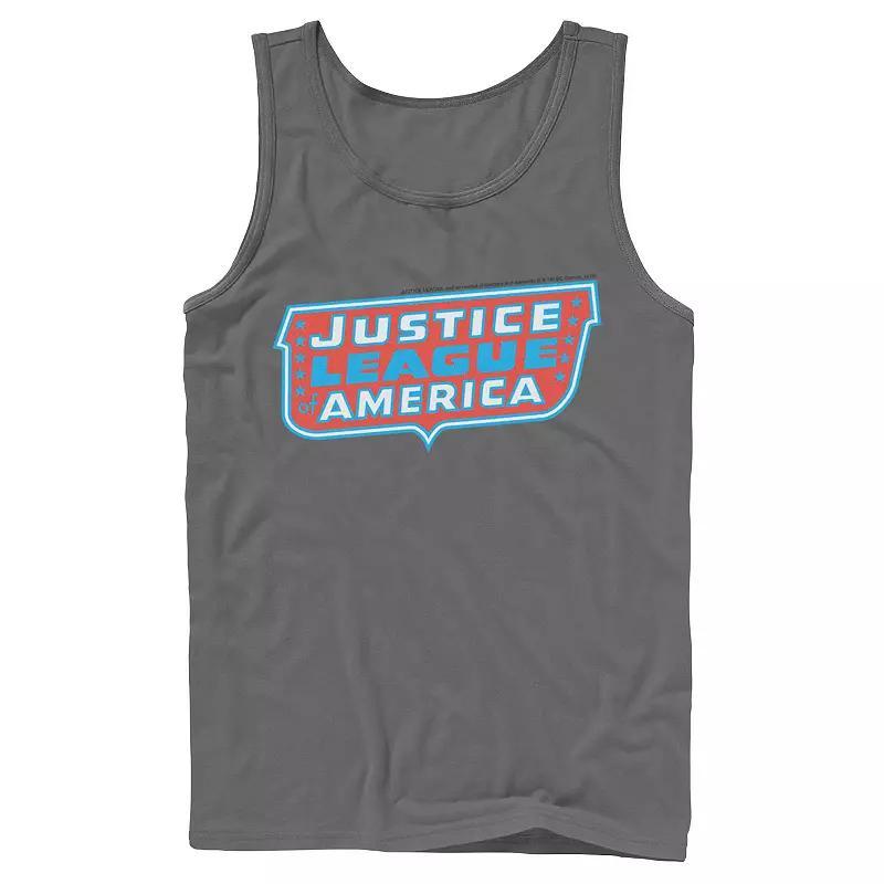 Mens DC Comics Justice League of America Text Poster Logo Tank Top Athletic Grey Product Image