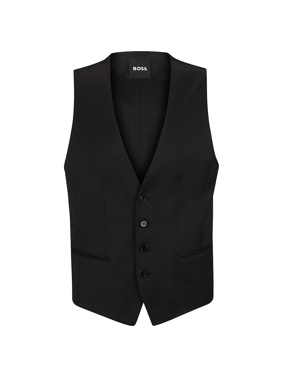 Boss Men's Single-breasted Waistcoat In Black Product Image