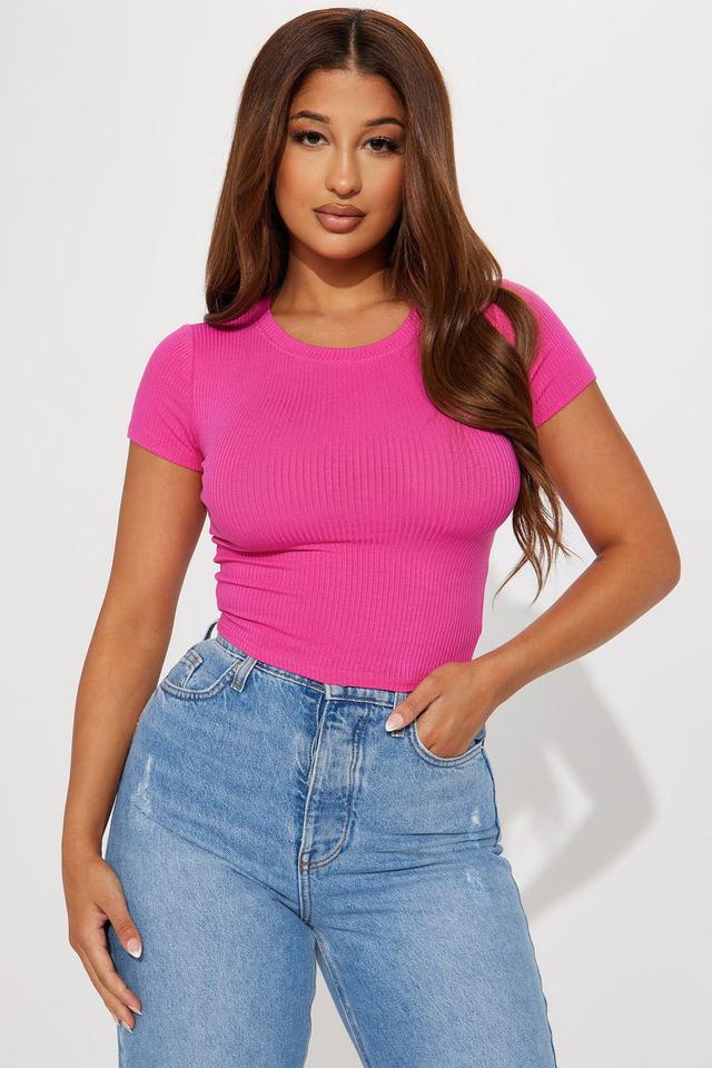 Serai Crew Neck Top - Fuchsia Product Image