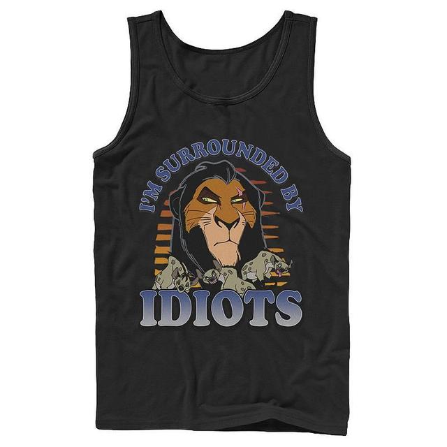 Mens Disney The Lion King Scar Surrounded By Idiots Sunset Poster Tank Top Product Image