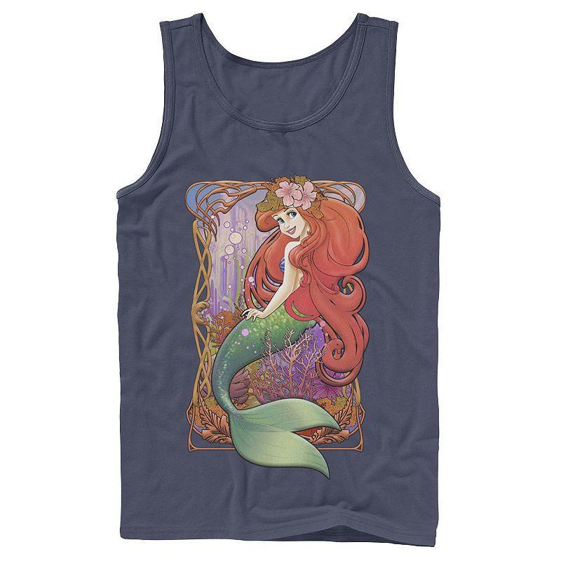 Mens Disney Little Mermaid Vintage Portrait Poster Tank Top Blue Product Image