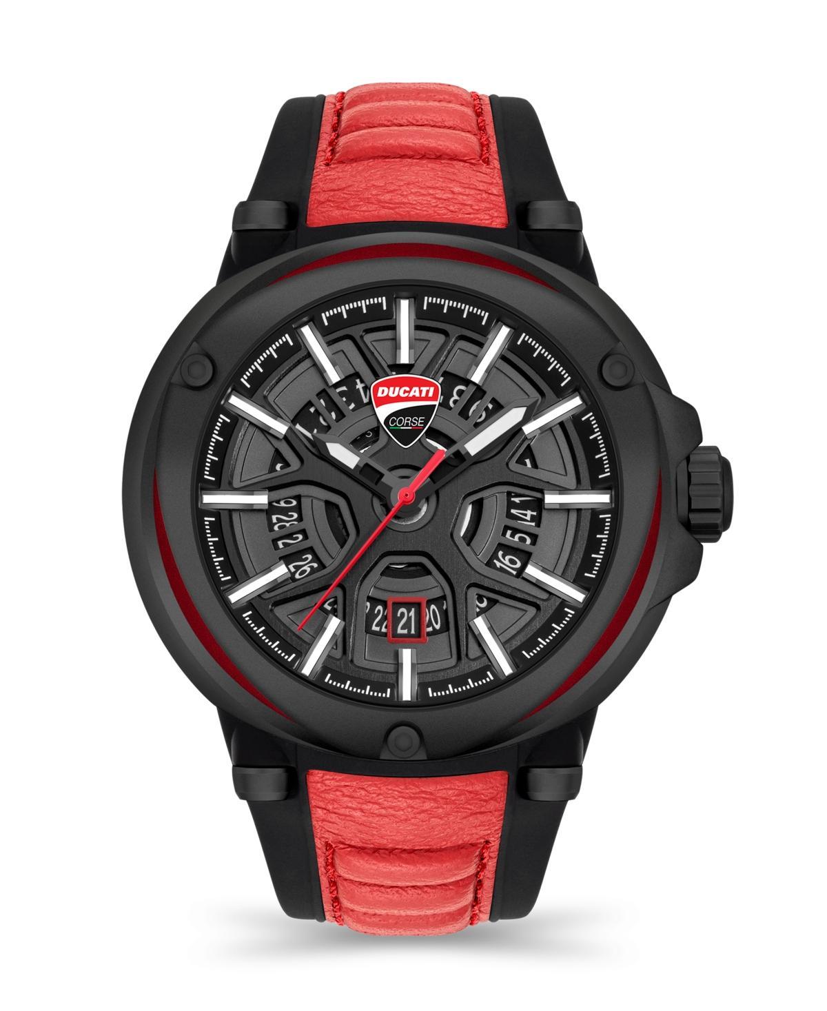 Ducati Corse Mens Quartz Red Genuine Leather Watch 49mm - Red Product Image