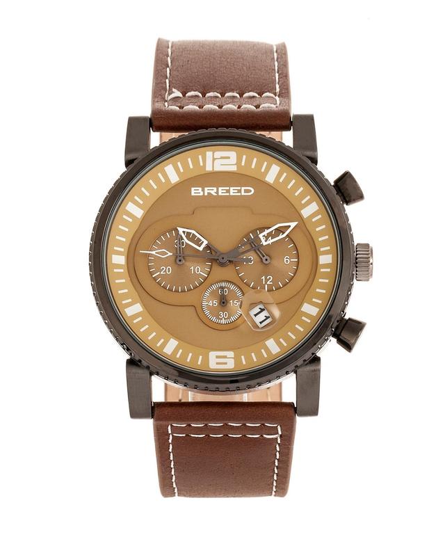 Breed Quartz Ryker Camel Face Chronograph Genuine Brown Leather Watch 45mm - Brown Product Image