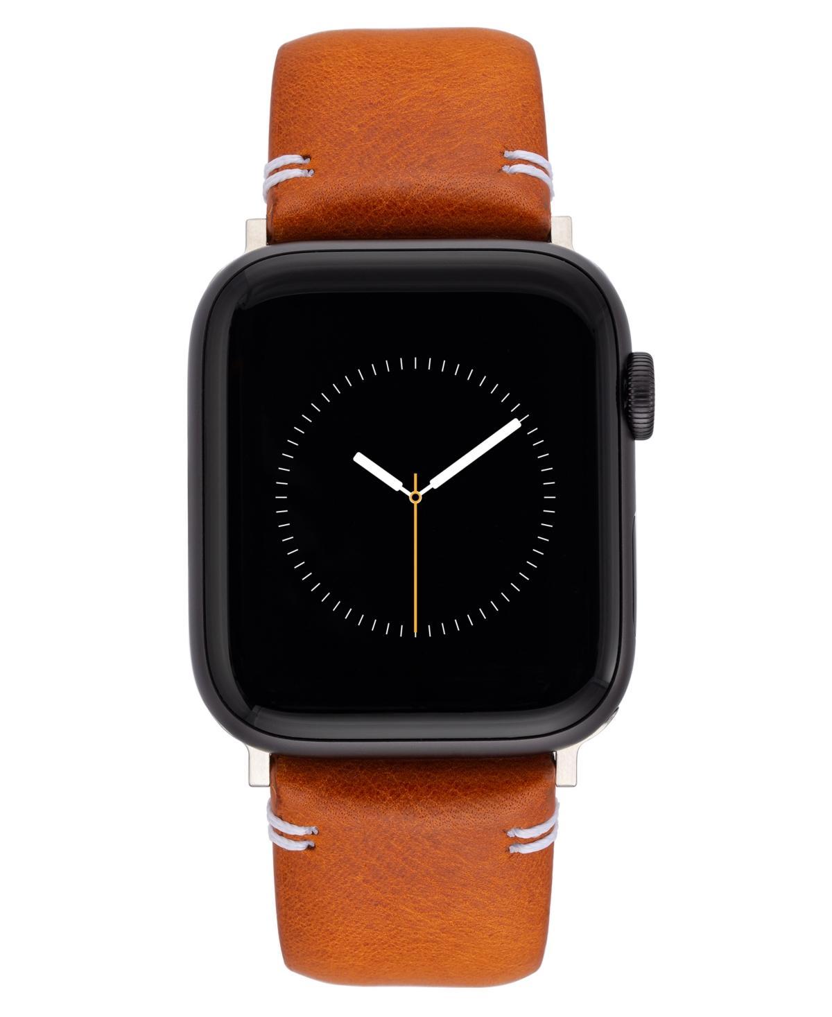 Vince Camuto Mens Honey Brown Smooth Leather Band Compatible with 42/44/45/Ultra/Ultra 2 Apple Watch Product Image