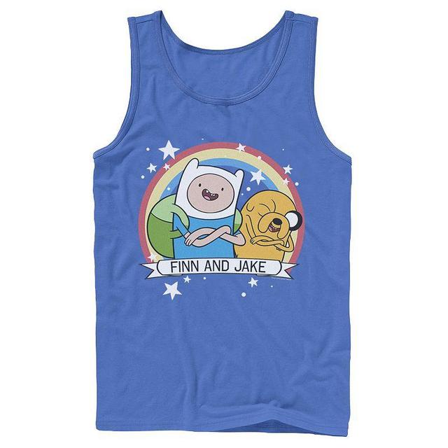 Mens Cartoon Network Adventure Time Finn & Jake Rainbow Banner Tank Top Product Image