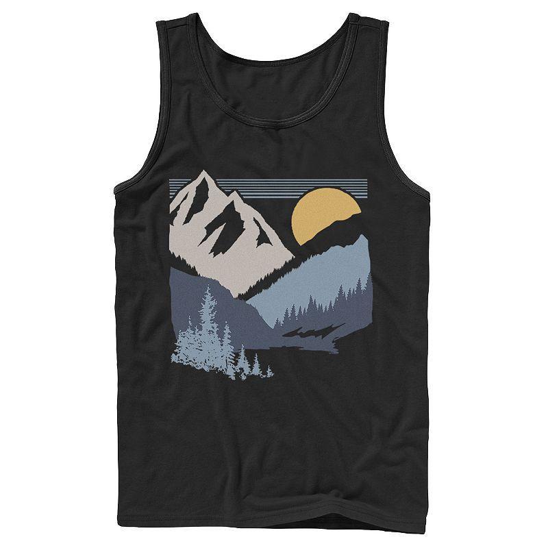 Mens Slanted Sun And Mountains Tank Black Product Image