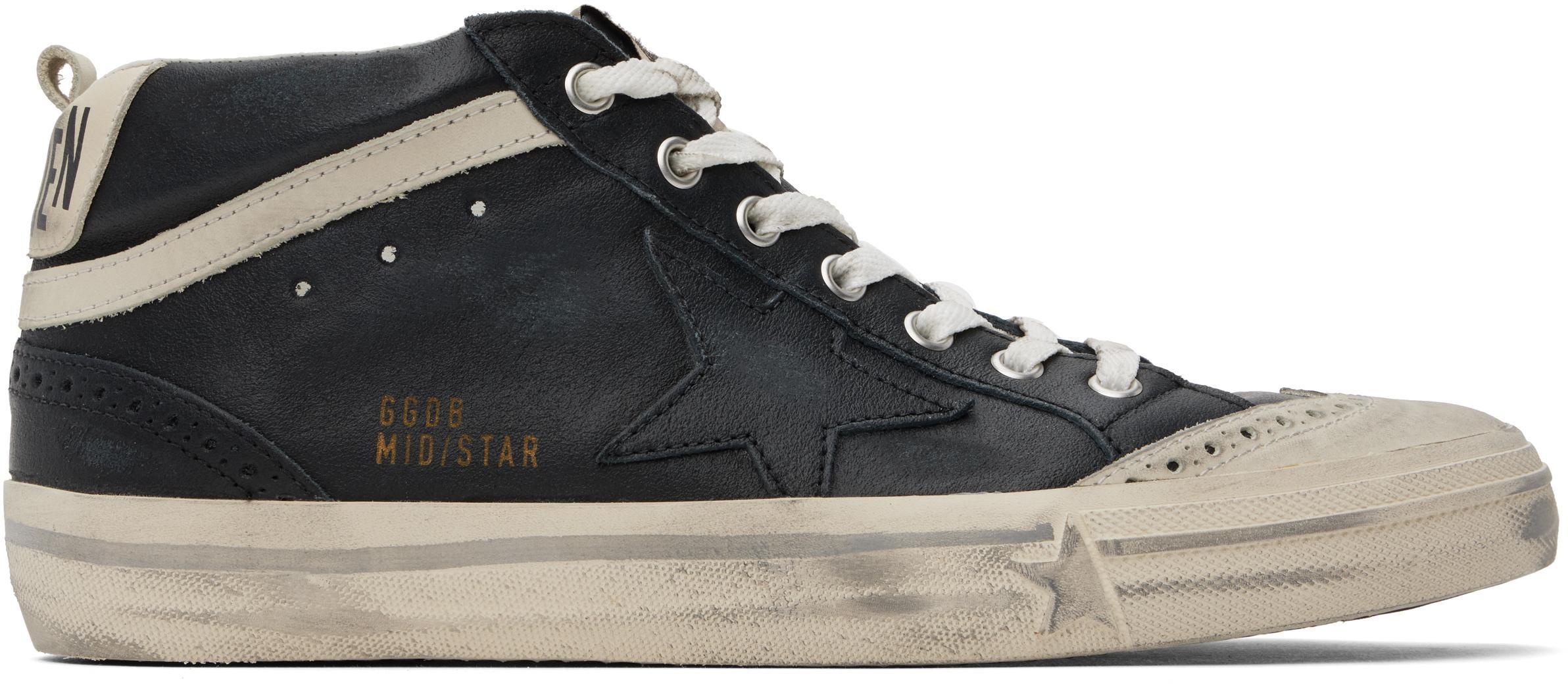 GOLDEN GOOSE Black Mid Star Sneakers Product Image