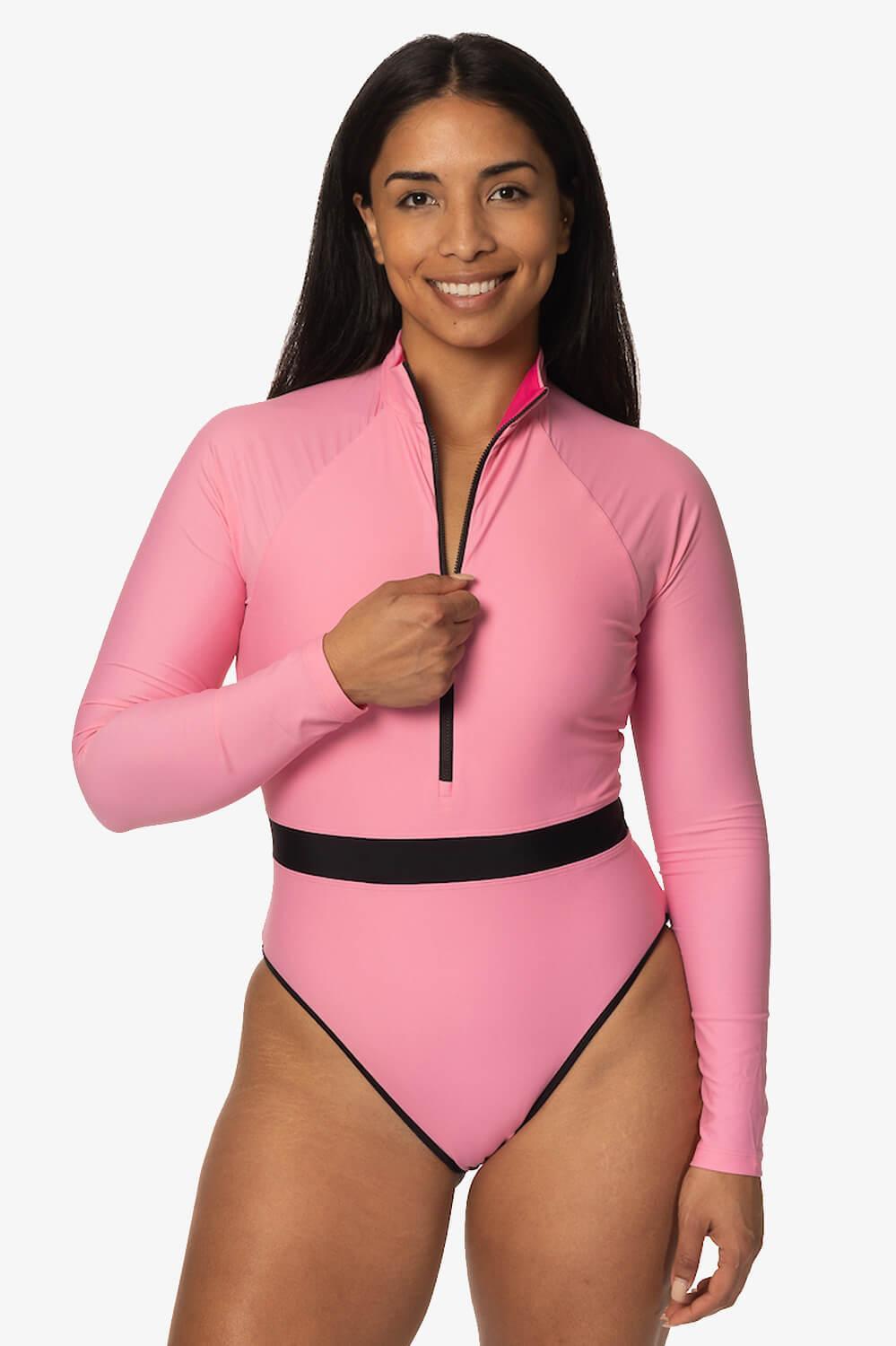 Nazare Long Sleeve Zip-Up Surf One Piece - Dazzle Female Product Image