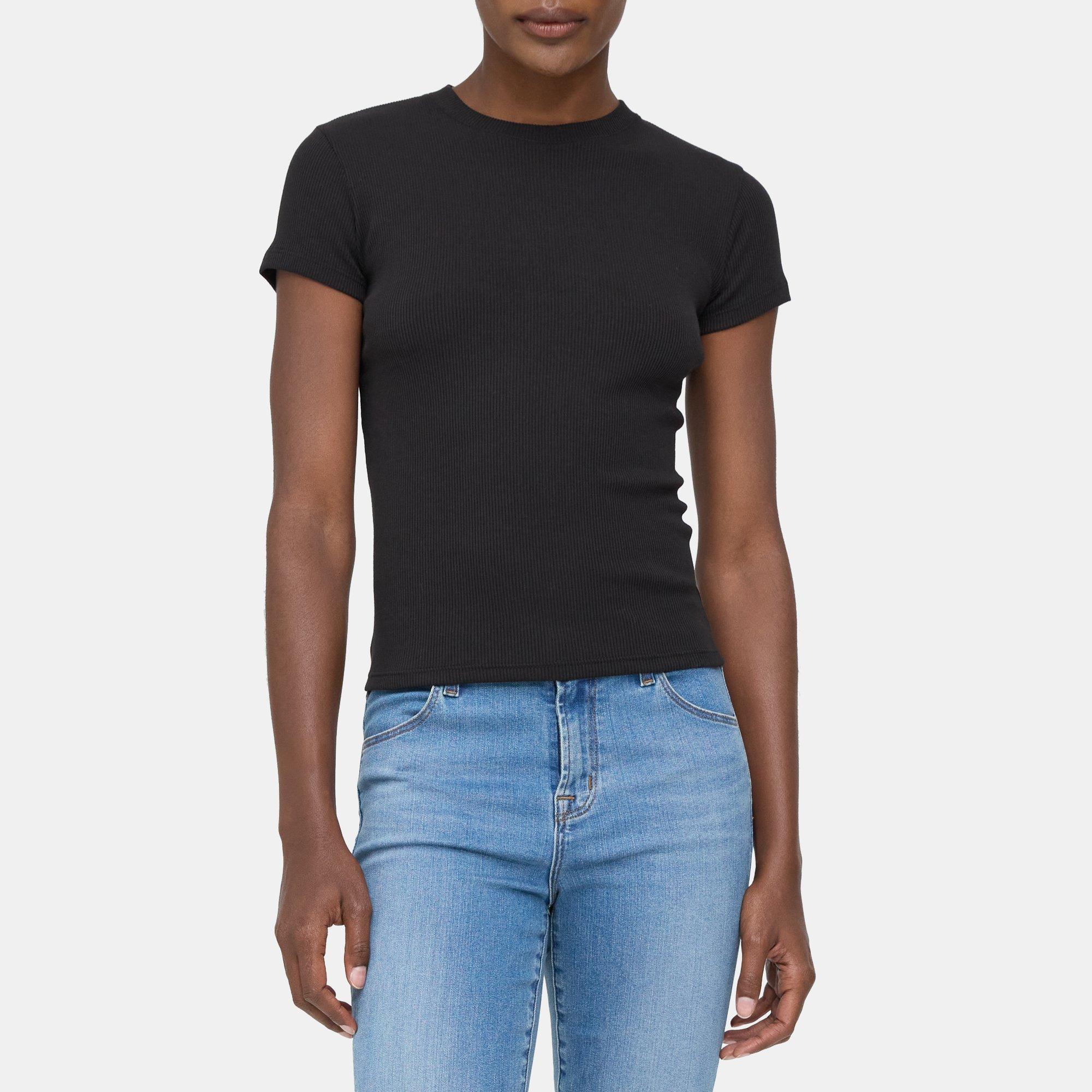 Ribbed Modal Cotton Tiny Tee | Theory Outlet product image