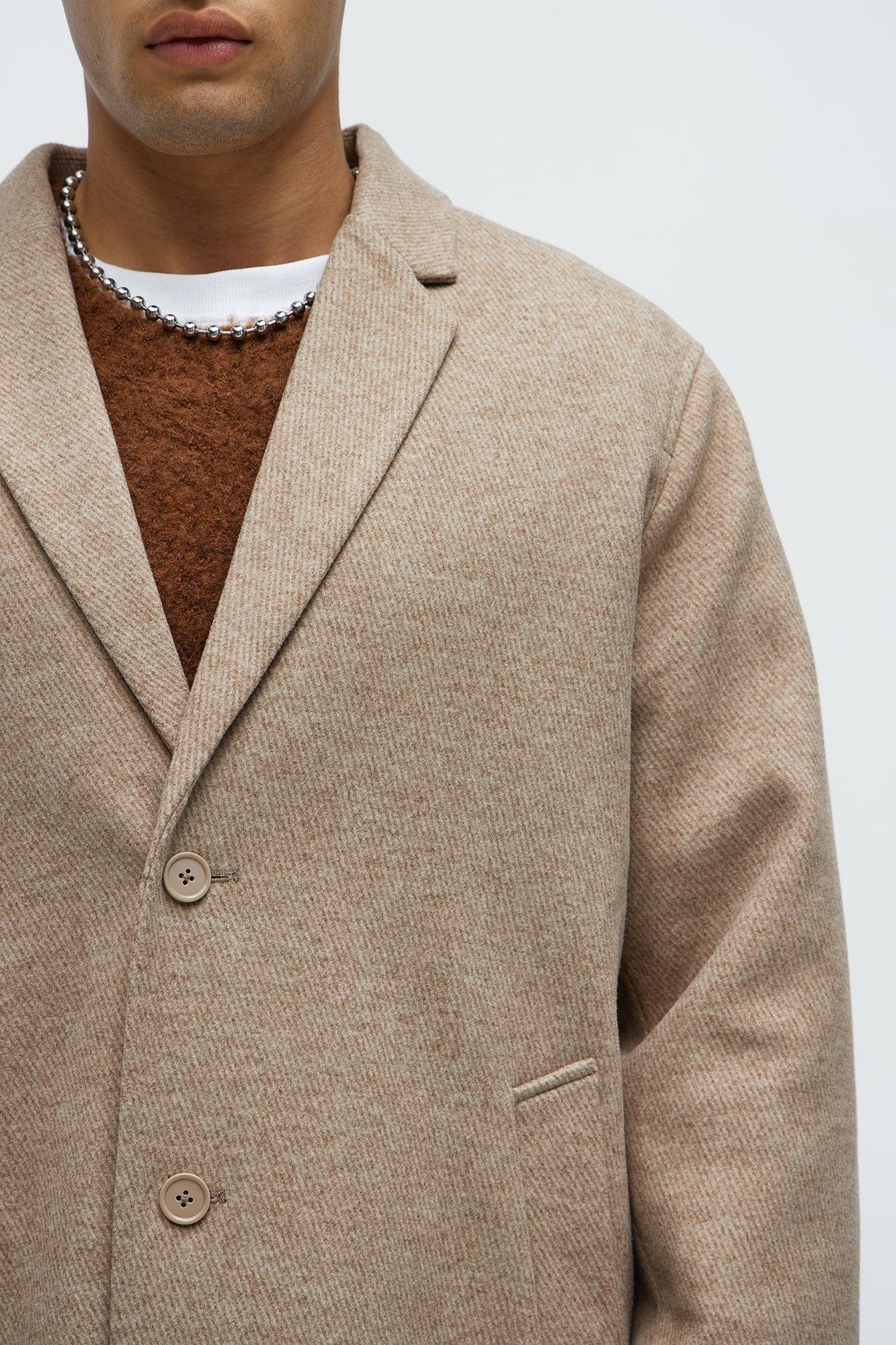 Out Of Control Wool Like Long Coat - Tan Product Image