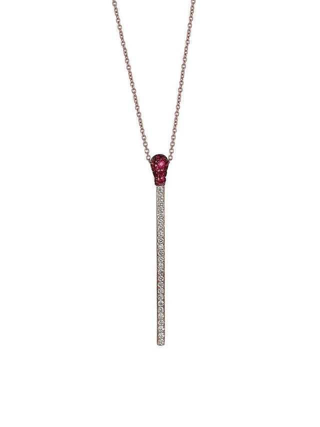 Womens Match 18K Rose Gold, 0.95 TCW Diamond & Ruby Necklace Product Image