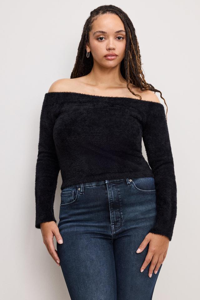 OFF SHOULDER PLUSH TOP | BLACK001 Product Image