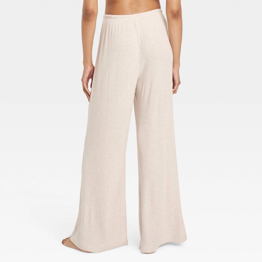 Womens Cozy Ribbed Wide Leg Pants - Auden Oatmeal L Product Image