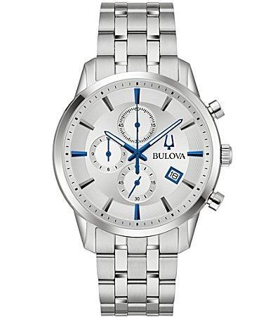 Bulova Mens Sutton Chronograph Silver Stainless Steel Bracelet Watch Product Image