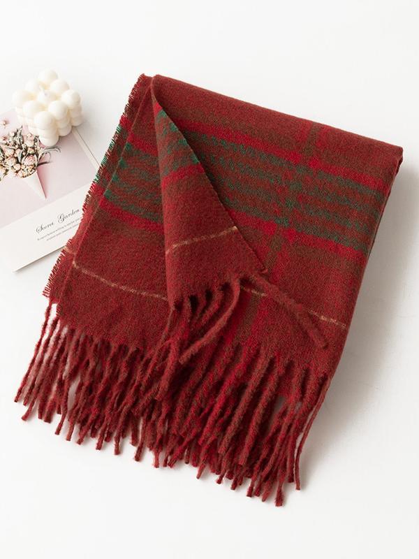 Keep Warm Plaid Tasseled Shawl&Scarf product image