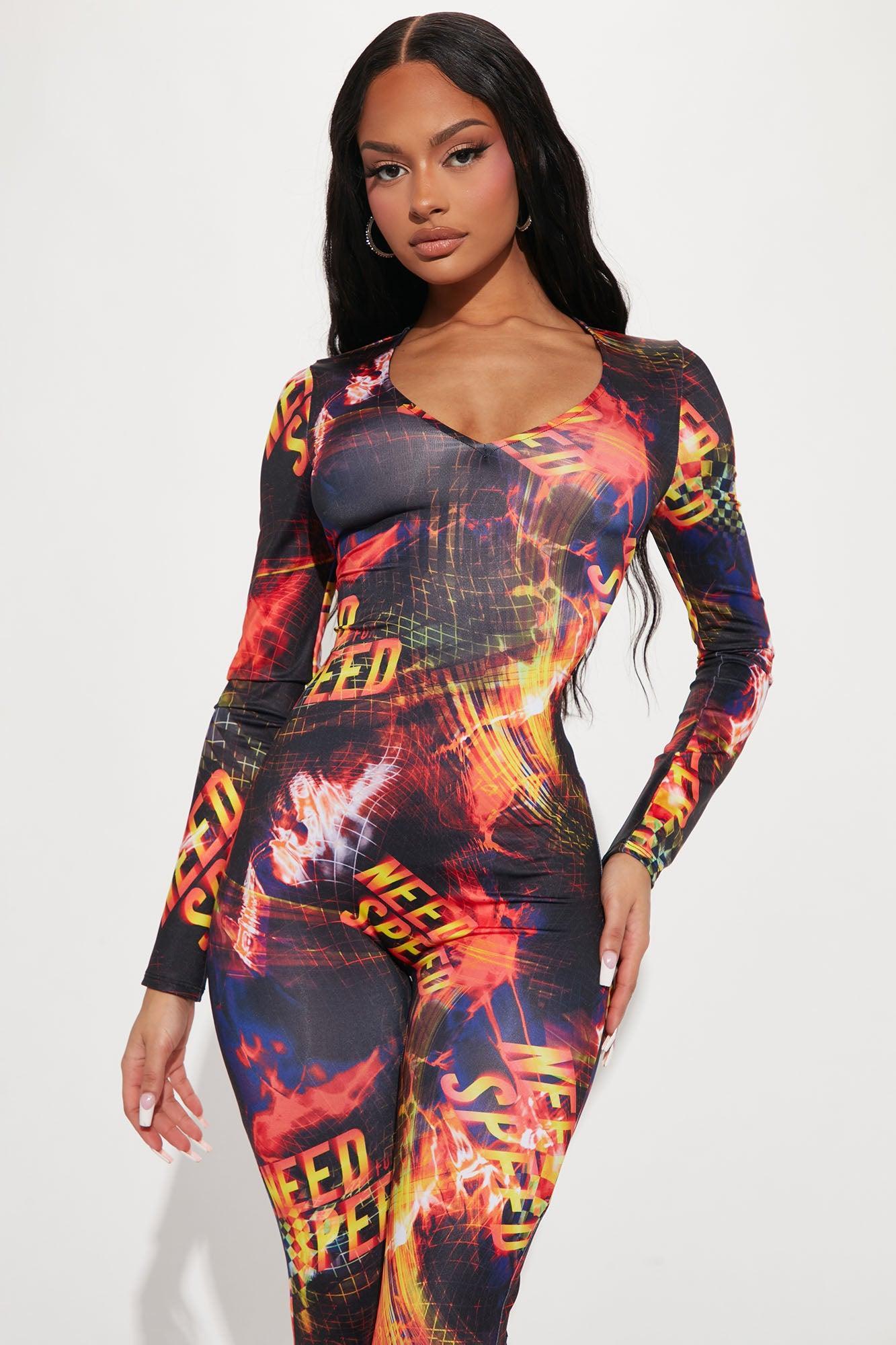 Need Speed Printed Jumpsuit - Black/combo Product Image