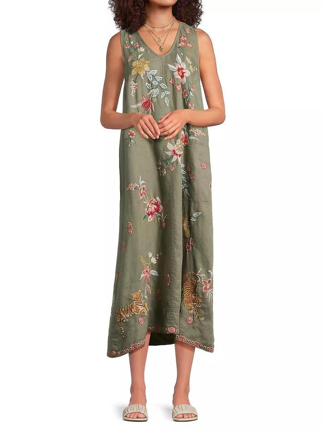 Andrean Floral Linen Tank Dress Product Image