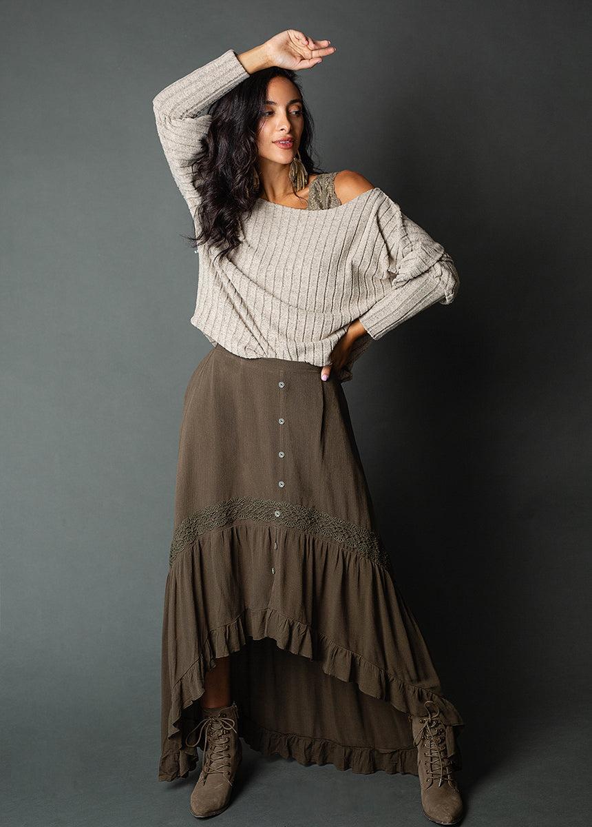 Alizah Skirt in Deep Olive Product Image