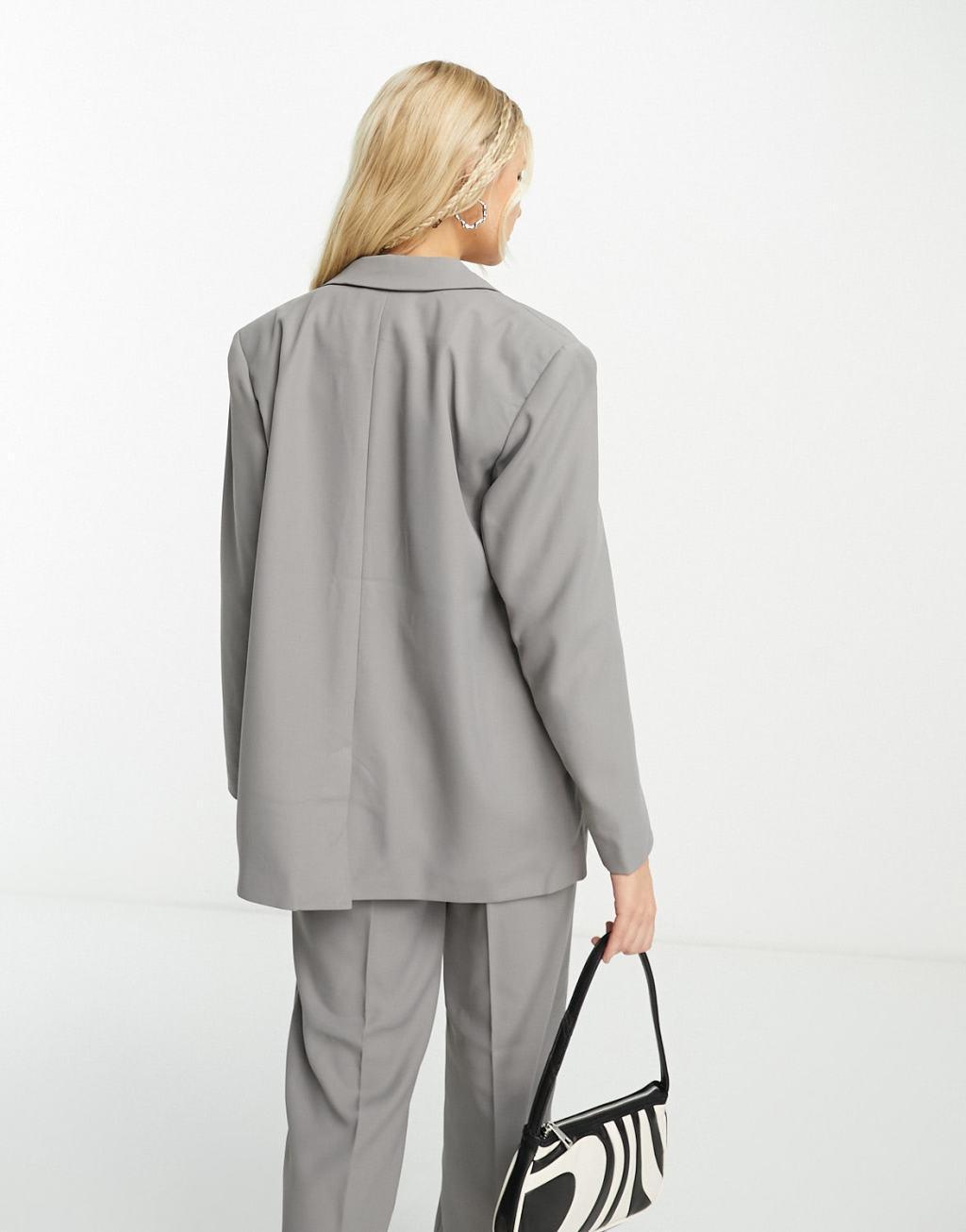 Noisy May oversized tailored dad blazer in gray - part of a set Product Image